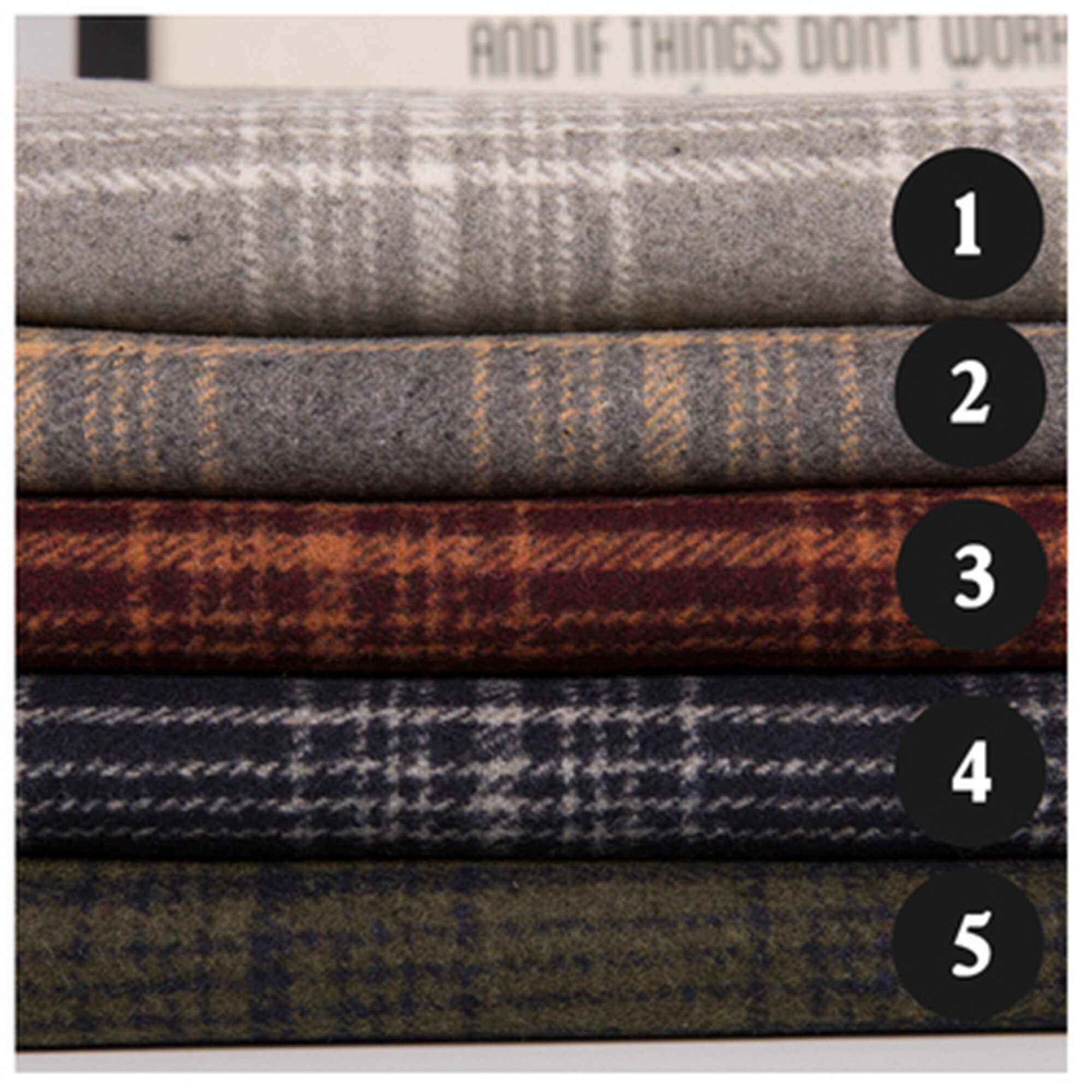 5 Style Wool Fabric Coat Fabric Plaid Woolen Fabric Etsy