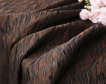 Brown Embossed Jacquard Fabric Polyester Jacquard Fabric Jacquard Brocade Jacquard Fabric For Harte Couture Garments By The Yard