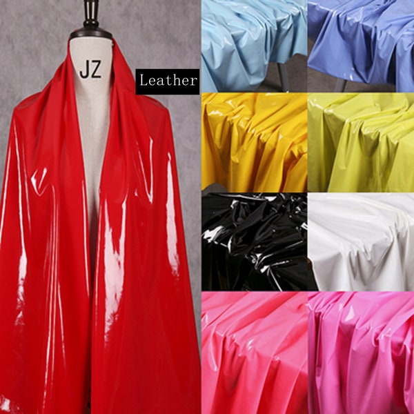 4-way Stretch Faux Leather Fabric, Mirror Super Bright Leather Pants Solid Color Soft Waterproof Clothing PU Leather Fabric By The Half Yard