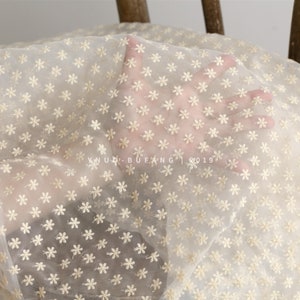 Daisy Embroidery Organza Fabric: Sheer Wedding Dress Material - By the Half Yard