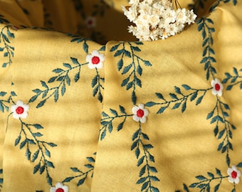 Width 49'' Cotton fabric - embroidered style fabric - coat fabric- Sofa fabric, Diy fabric by the yard