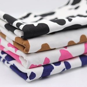 4 Color White Denim Fabric With Cow Pattern, Cotton Denim Fabric, Twill Denim, Jean Fabric, Washed Denim, Apparel Fabric, By The Half Yard