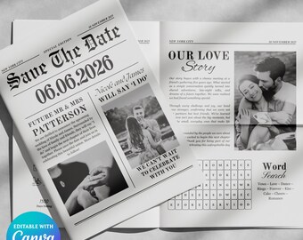 Newspaper Engagement Announcement Template Wedding Save The Date Template Future Mr and Mrs Party Invitation Wedding Announcement Newspaper
