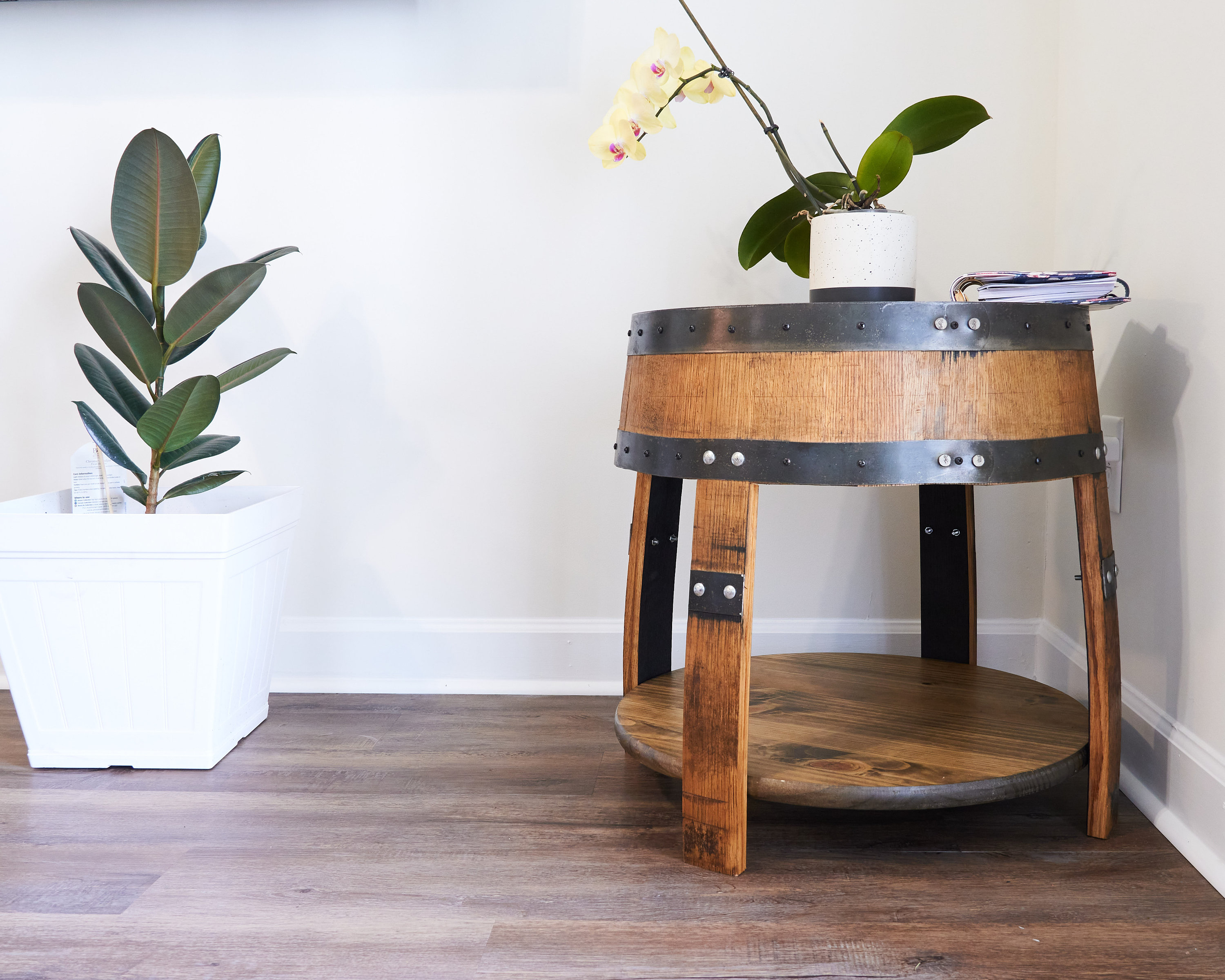 Bourbon barrel clearance end table
