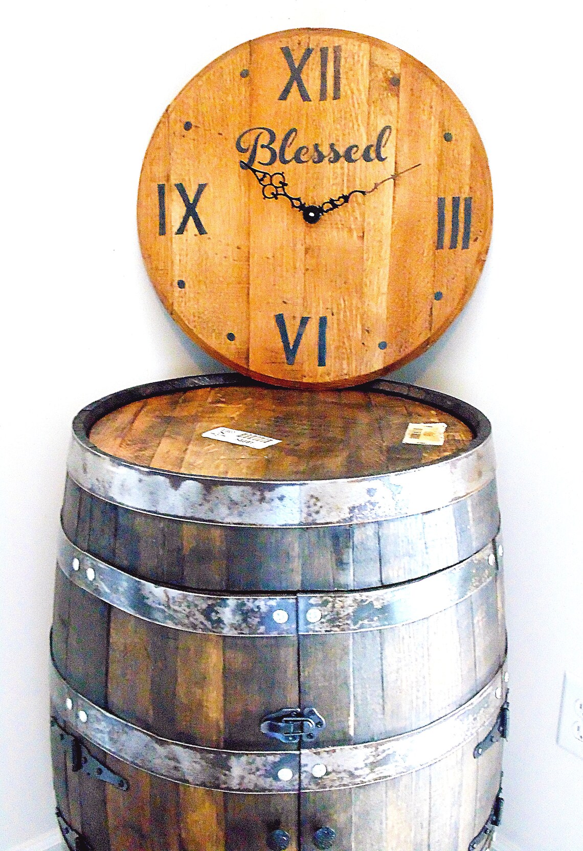 Whiskey Barrel Wall Clock Whiskey Gift Hanging Clock Etsy