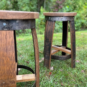 Whiskey Barrel Stools - Stave Barrel Stools - Indoor and outdoor stools -