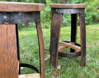 Bourbon Whiskey Barrel Stools - Stave Barrel Stools - Indoor and outdoor stools -