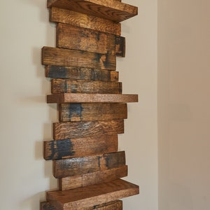 Whiskey Barrel Wall Shelf - Handmade Reclaimed Wood Decor