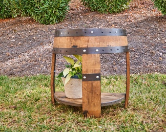 Half Whiskey Barrel Side - End  Table