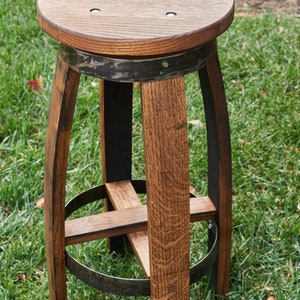 Whiskey Barrel Stools with swivel Seat- Stave Barrel Stools with swivel seat - Indoor and outdoor stools -