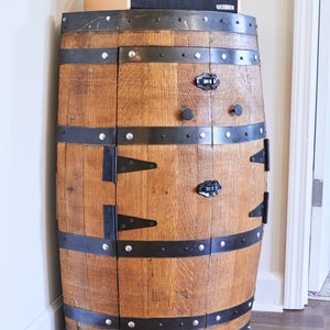 Whiskey Corner Barrel Cabinet double door