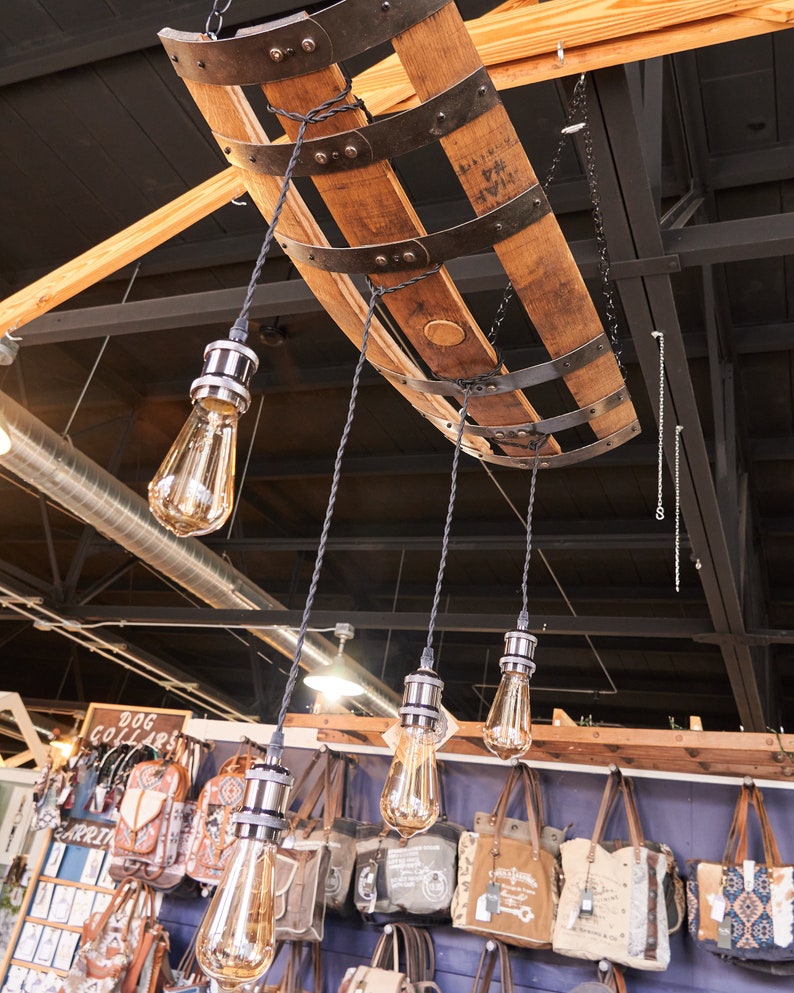 Whiskey Barrel Pendant Light, Rustic Farmhouse Lighting, Made From ...