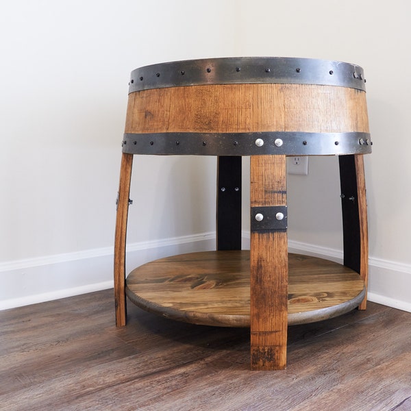 Mesa auxiliar de barril de whisky: mesa auxiliar de bourbon hecha a mano