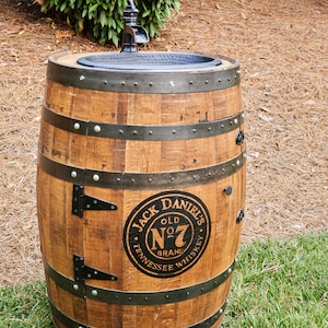Personalized 3/4 Rustic Whiskey Barrel Vanity with Hammered Sink & Faucet, Handmade Farmhouse Bathroom Vanity