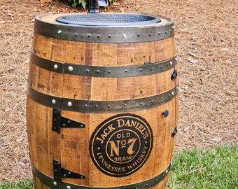 3/4 Whiskey Barrel Vanity with Hammered Sink and Faucet and personalization