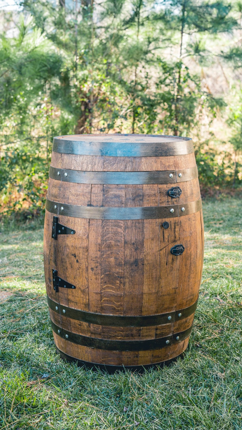 3/4 Whiskey Barrel Vanity with Hammered Sink and Faucet Barrel whiskey Bourbon Vanity Barrel Sink Mothers Day Gift image 3