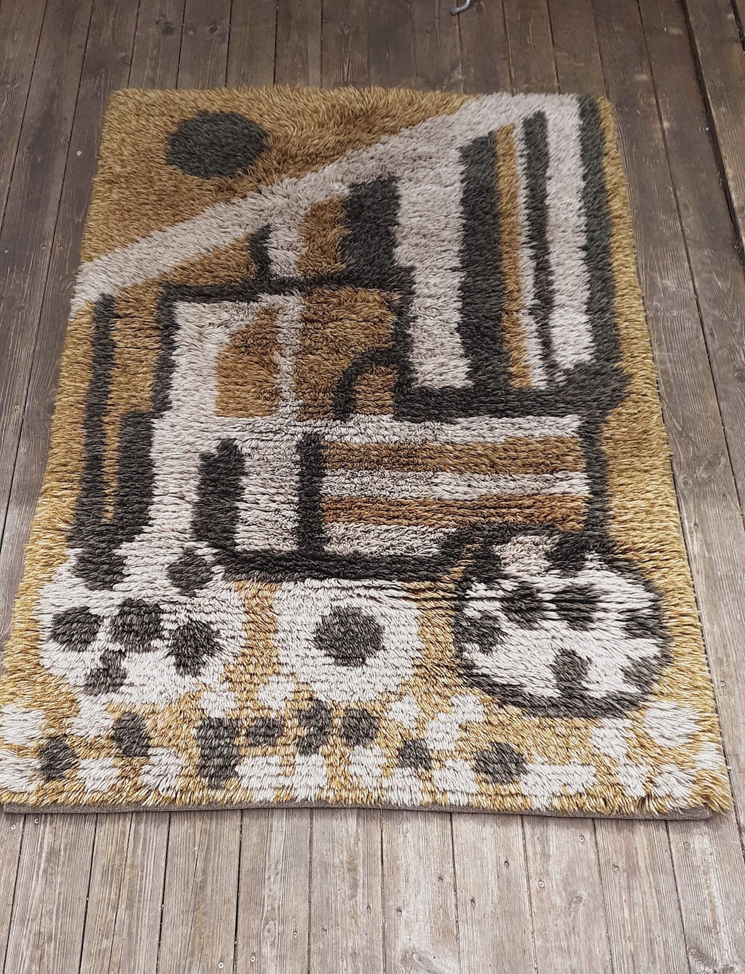 Etsy Rya Rug Kits Rya Rug, Designer Unknown Swedish Rya (rug) Long Pile Wool Beautiful ...