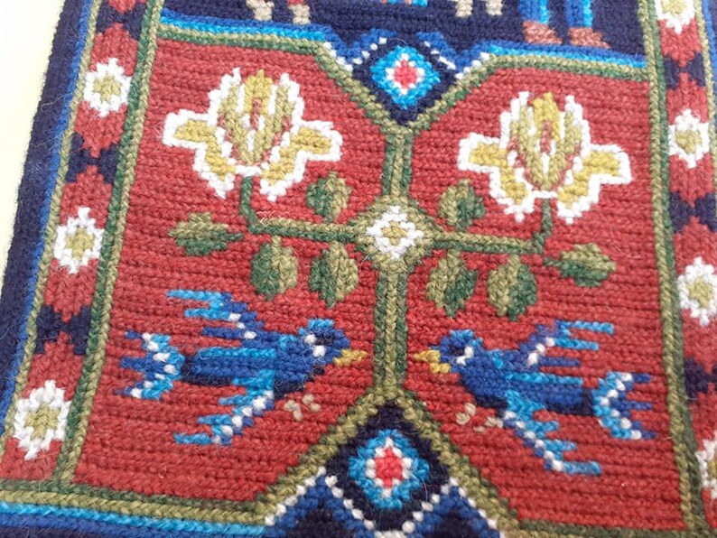 Swedish Vintage Twist Stitch Wall Hanging/handmade Wool /swedish