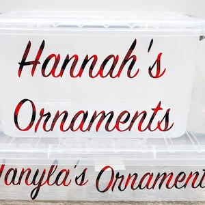 Personalized Christmas Ornament Storage With handle|Plastic Ornament holder container|Craft Toy supplies Organization caddie Bin