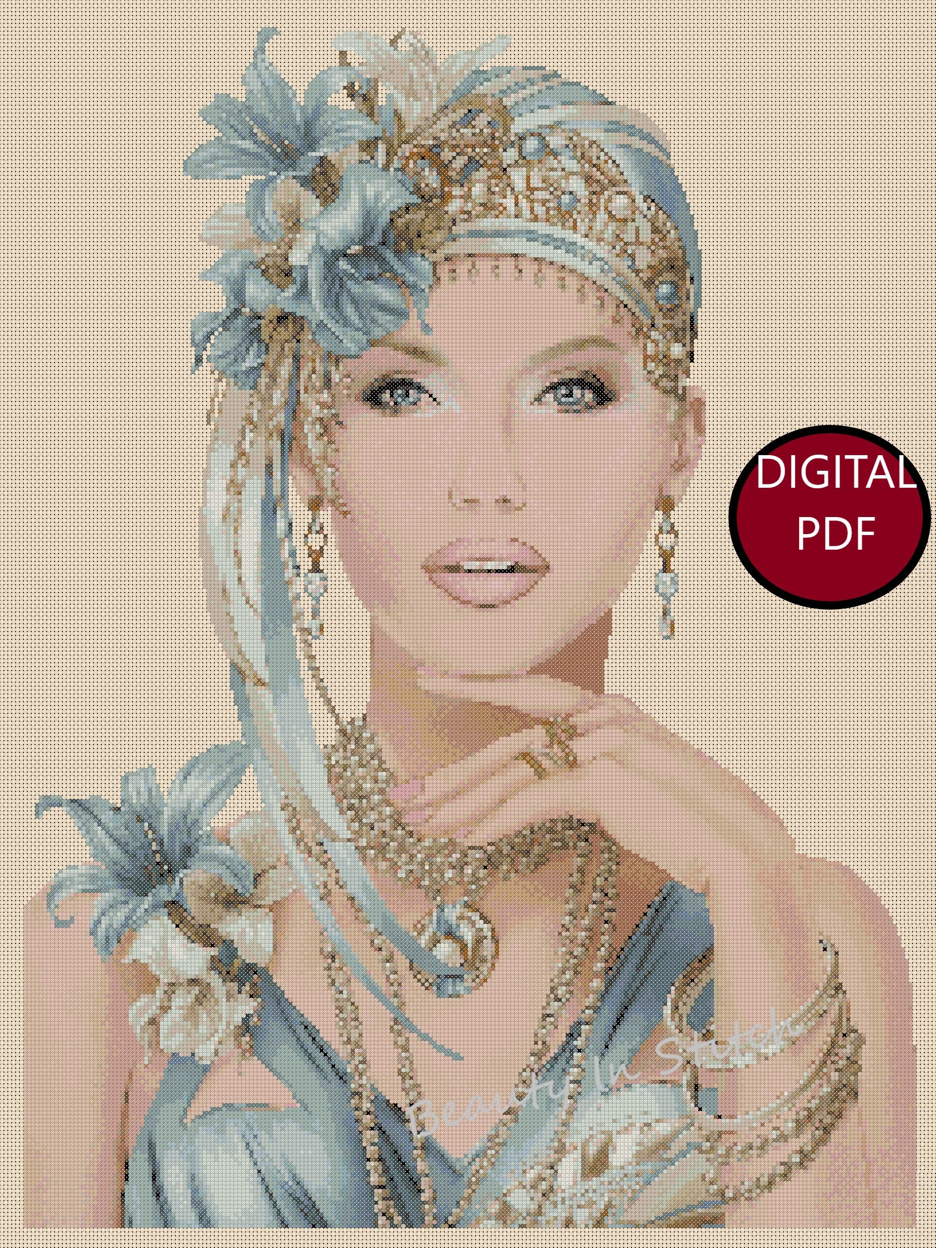 Digital Download Printable PDF Cross Stitch Chart Art Deco Lady No. 25 Etsy