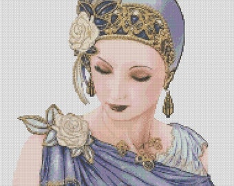 digital Download PDF Cross Stitch Chart - Art Deco Lady No. 3a