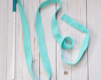 Teal and White Cat Teaser Wand Toy