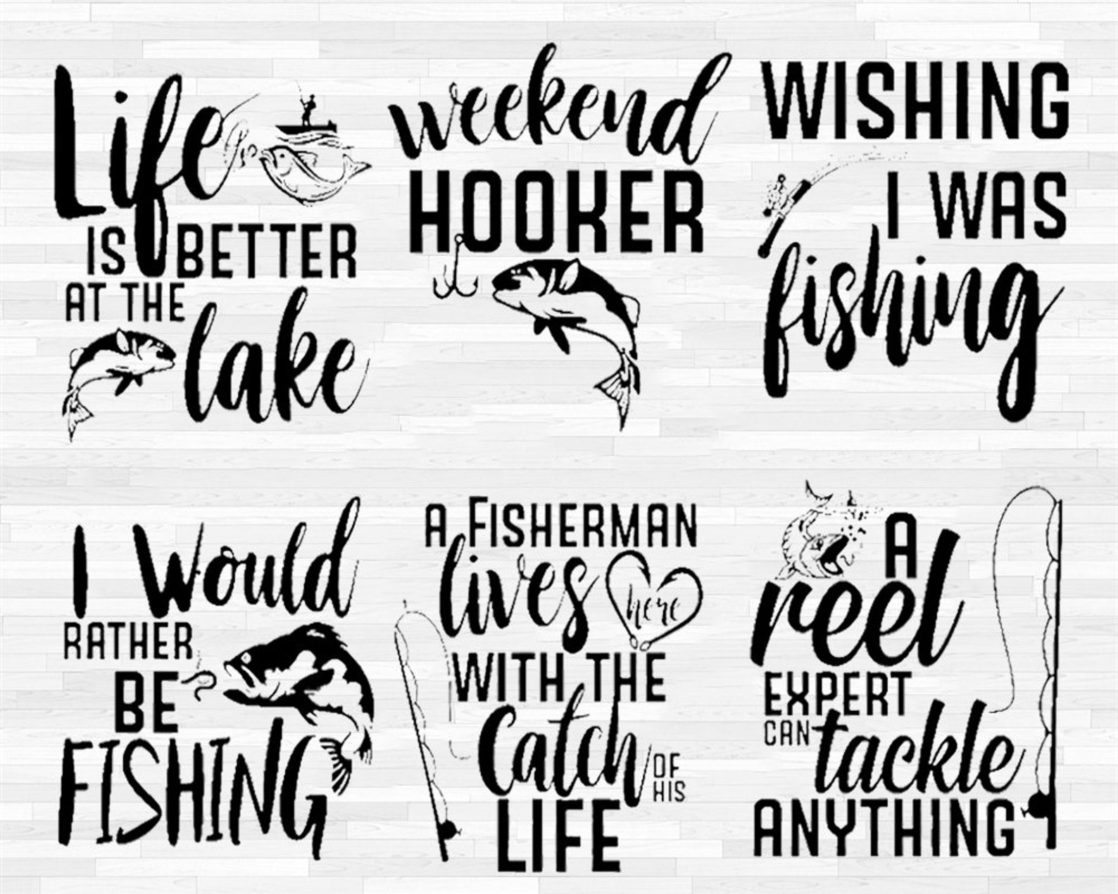 Fishing SVG Bundle Pack 6 Files for Cricut Vector Bundle | Etsy