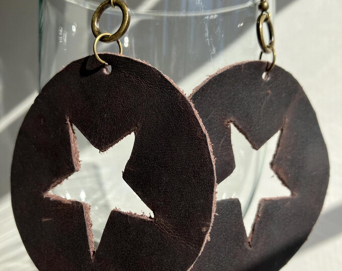 Handmade Star Cutout Leather Earrings: Lightweight Fashion