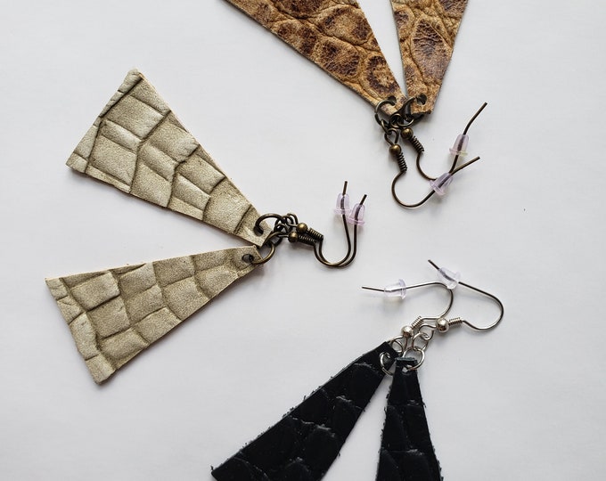 Handmade Faux Reptile Skin Earrings: Lightweight Fashion Jewelry