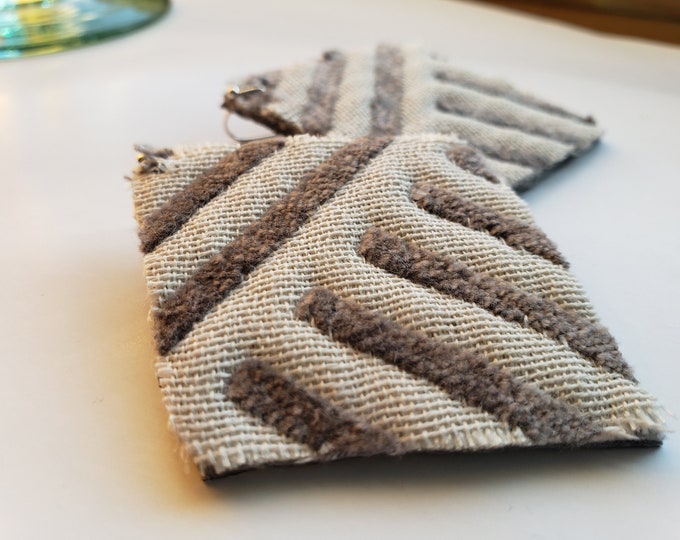 Textured Fabric Drop Earrings: Handmade Recycled Jewelry
