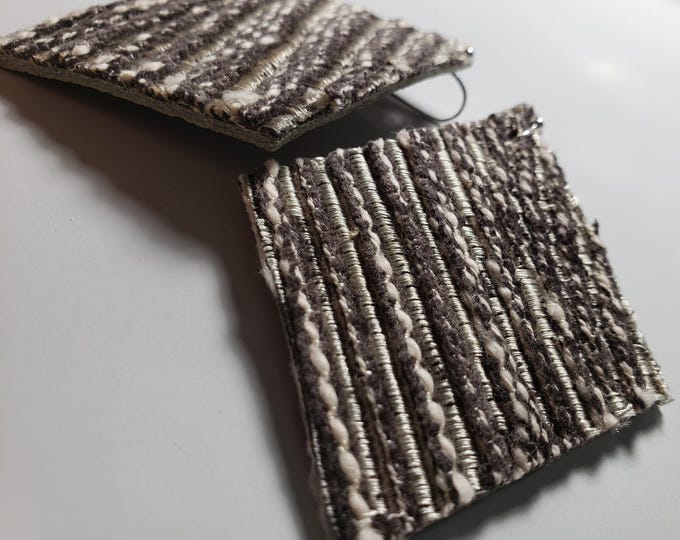 Textured Fabric Leather Earrings: Handmade Drop Earrings