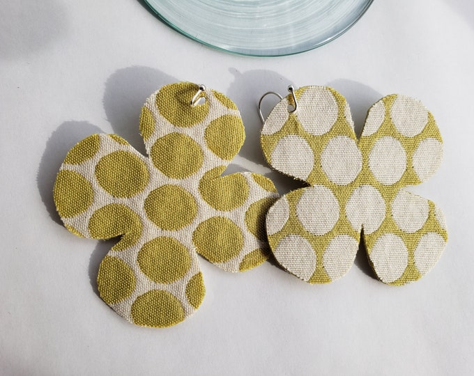 Handmade Green Polka Dot Fabric Earrings