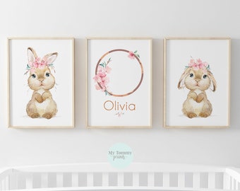 Bunny Rabbit Art All sizes Baby Bunny Scalable Printable Baby Kids Room Bunny Nursery Wall Art Print \u2013 Green Mint Digital Download