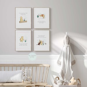 Set of 4 Winnie the Pooh Nursery Print Quotes Nursery Decor Nursery Wall Art Gender Neutral Prints Winnie the Pooh Inspirational Quotes