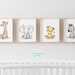 Set of 4 Safari Prints, Gender Neutral Nursery Prints, Bedroom Decor, Cute Baby Jungle Animals, Lion, Elephant, Zebra, Giraffe, Baby Gifts 