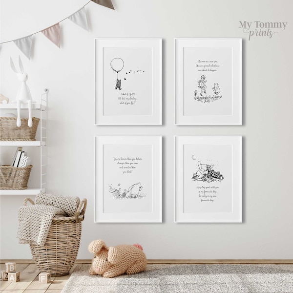 Winnie the Pooh Nursery Print, Kids Room Decor, Nursery Quotes, Baby Gift, Nursery Wall Art, Gender Neutral Nursery Decor, Playroom Prints