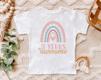 Regenbogen Geburtstag Mädchen Shirt, 5 Jahre Geburtstag Shirt, Mädchen Geburtstag T-Shirt, Süßes Geburtstags Mädchen Shirt für 5. Geburtstagsparty