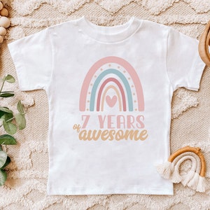 7th Birthday Shirt, Girl, 7th Birthday tshirts Seven Year Old Birthday Girl Shirt,7 Year old Birthday, Birthday Countdown, Rainbow Girls 7th