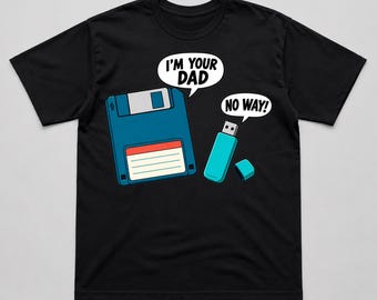 I'm Your Dad Funny Tech Shirt, Floppy Disk USB Tee, Retro Computer T-Shirt, Programmer Gift, IT Support Gift, Computer Science Shirt