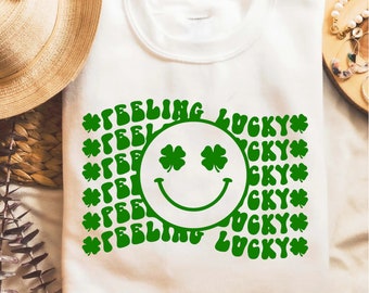 Koszulka Feeling Lucky, Koszulka na Dzień Świętego Patryka, Koszulka Lucky, Koszulka na Dzień Świętego Patryka, Urocza Koszulka na Dzień Świętego Patryka, Koszulka Świętego Patryka, Koszulka Patricks Lucky