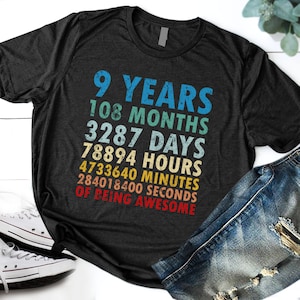 Nine Birthday Shirt Girl, 9th Birthday TShirts, Nine Year Old Birthday Girl Shirt, 9 Year old Birthday Gift, Ninth Birthday Gift, 9 Year Old