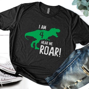 Im Four Hear Me Roar, 4 Rex Shirt, Boys 4th Birthday, Dinosaur Birthday, 4th Birthday Shirt, Four Rex Shirt, Fourth Birthday, I&#39;m Four Shirt