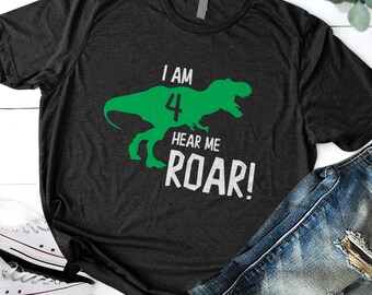 Im Four Hear Me Roar, 4 Rex Shirt, Boys 4th Birthday, Dinosaur Birthday, 4th Birthday Shirt, Four Rex Shirt, Fourth Birthday, I'm Four Shirt