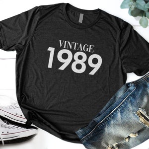 Camisa vintage de 1989, regalo de cumpleaños número 34 para mujeres, camisa retro de 1989, mujer de cumpleaños número 34, regalo de cumpleaños número 34 para hombres, mejor amigo de cumpleaños número 34