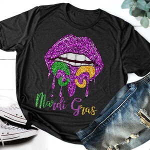 Womens Mardi Gras Shirt, Mardi Gras Lips, Mardi Gras Gifts, Mardi Gras Party, Fat Tuesday Shirt, Mardi Gras Parade, Lips Fleur De Lis Shirt