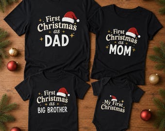 First Christmas Family Shirts, Matching Mom Dad Baby Outfit, Big Brother Tee, Baby's First Christmas Bodysuit,Christmas Group Shirt