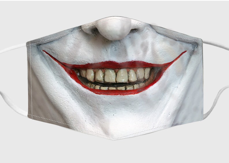 Joker Face Mask in UK Halloween Print Facemasks Reusable and Etsy