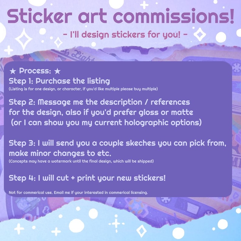 Sticker Commissions Custom Sticker Artwork Design Commission - Etsy