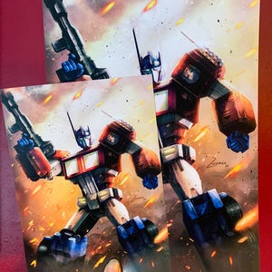 Póster artístico Transformers G1 Optimus Prime Battlefield A5 A4