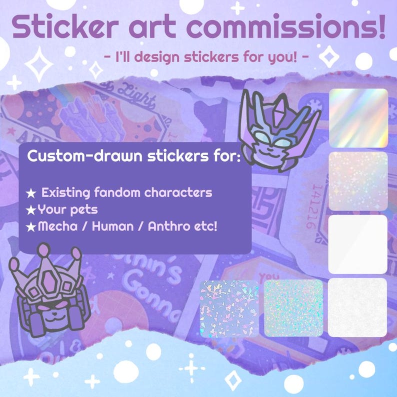 Sticker Commissions Custom Sticker Artwork Design Commission - Etsy
